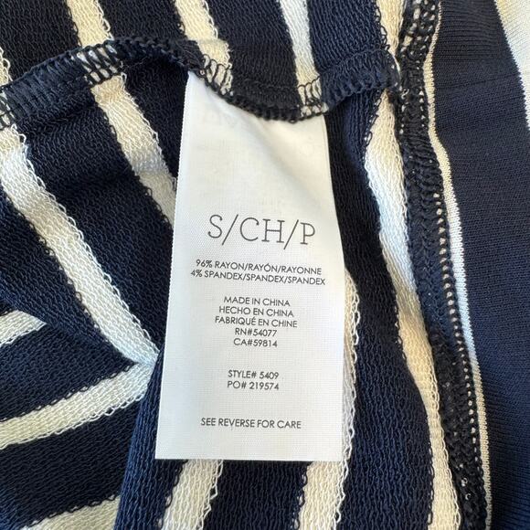 CABI Hooded Knee Length Dress Women's Size S Navy White Striped Coastal Beachy - Picture 9 of 11